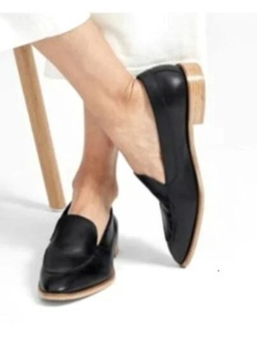Everlane Women's modern Black Leather Loafers with Natural Sole made in Italy 8